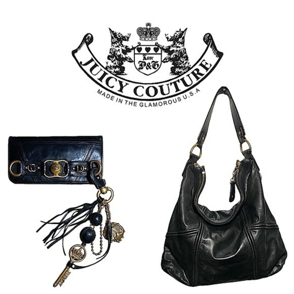 Juicy Couture Y2K Vintage Rare Collectible Leather Bag & Wallet With Key Chain
